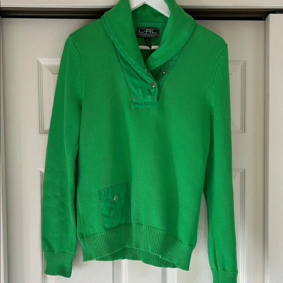 Lauren Ralph Lauren Kelly Green Shawl Collar Popover - Picture 2 of 8